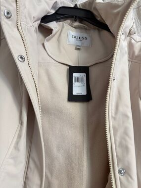 GUESS Women's Cream Puffer Jacket with Hood
